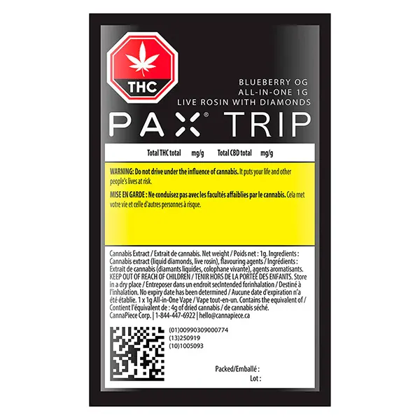 Image for Trip Blueberry OG - All in One Live Rosin with Diamonds, cannabis disposable vapes by PAX Labs