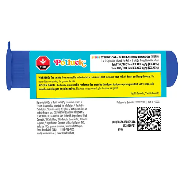Image for Blue Lagoon Thunder Infused Pre-Roll, cannabis pre-rolls by Potluck