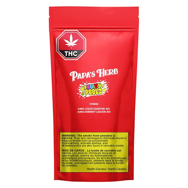 Image for Fruity Pbblz Liquid Diamond AIO, cannabis disposable vapes by Papa's Herb