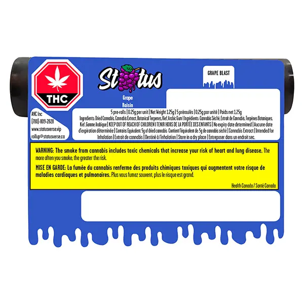 Grape Blast Liquid Diamond Infused Kief Coated Pre-Roll (Pre-Rolls) by Status