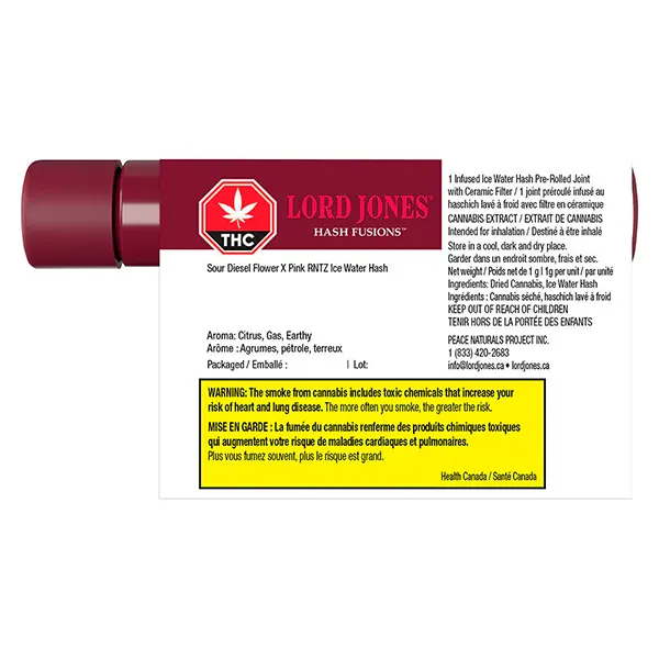 Image for Hash Fusions - Sour Diesel x Pink RNTZ Infused Pre-Roll, cannabis all products by Lord Jones