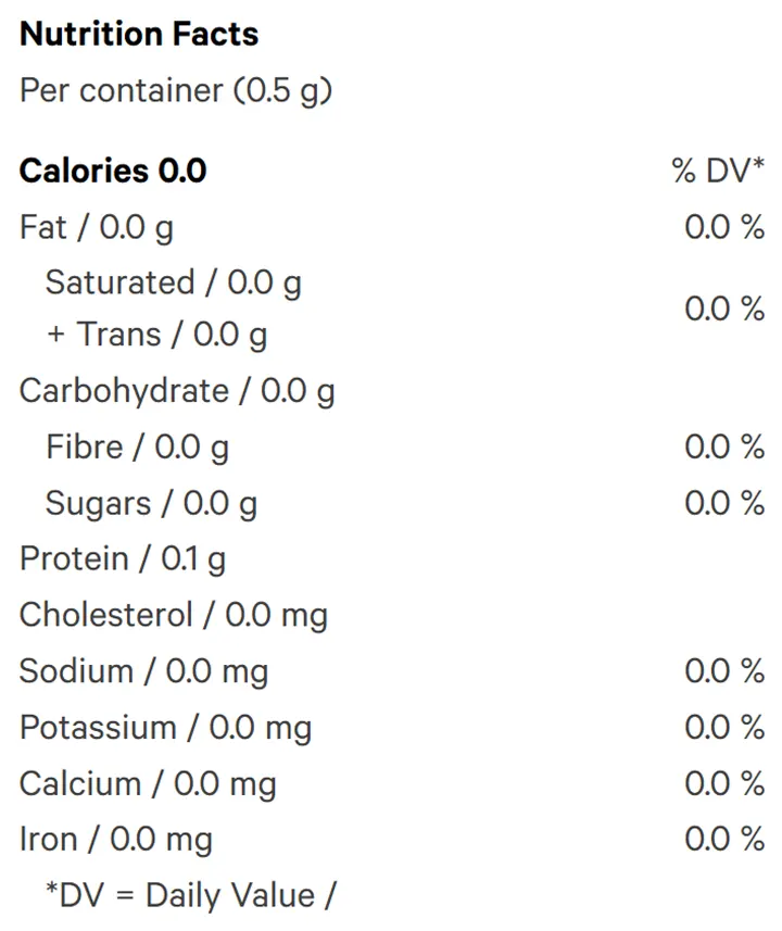 Nutrition Information for Space Pebbles Multi Pack (Edibles) by Fly North