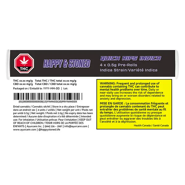 Quick Rips Indica Pre-Roll (Pre-Rolls) by Happy & Stoned