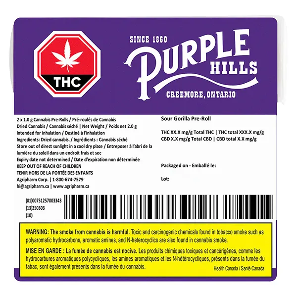 Image for Sour Gorilla Pre-Roll, cannabis pre-rolls by Purple Hills