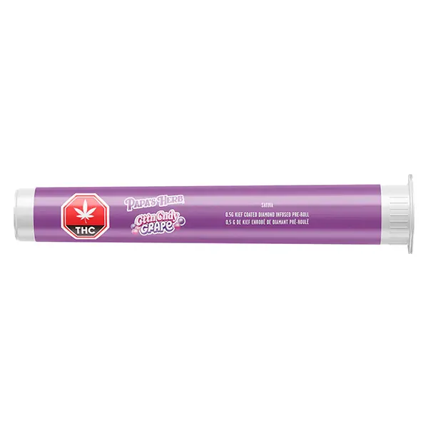 Image for CttnCndy Grape Kief Coated Diamond Infused Pre-Roll, cannabis pre-rolls by Papa's Herb