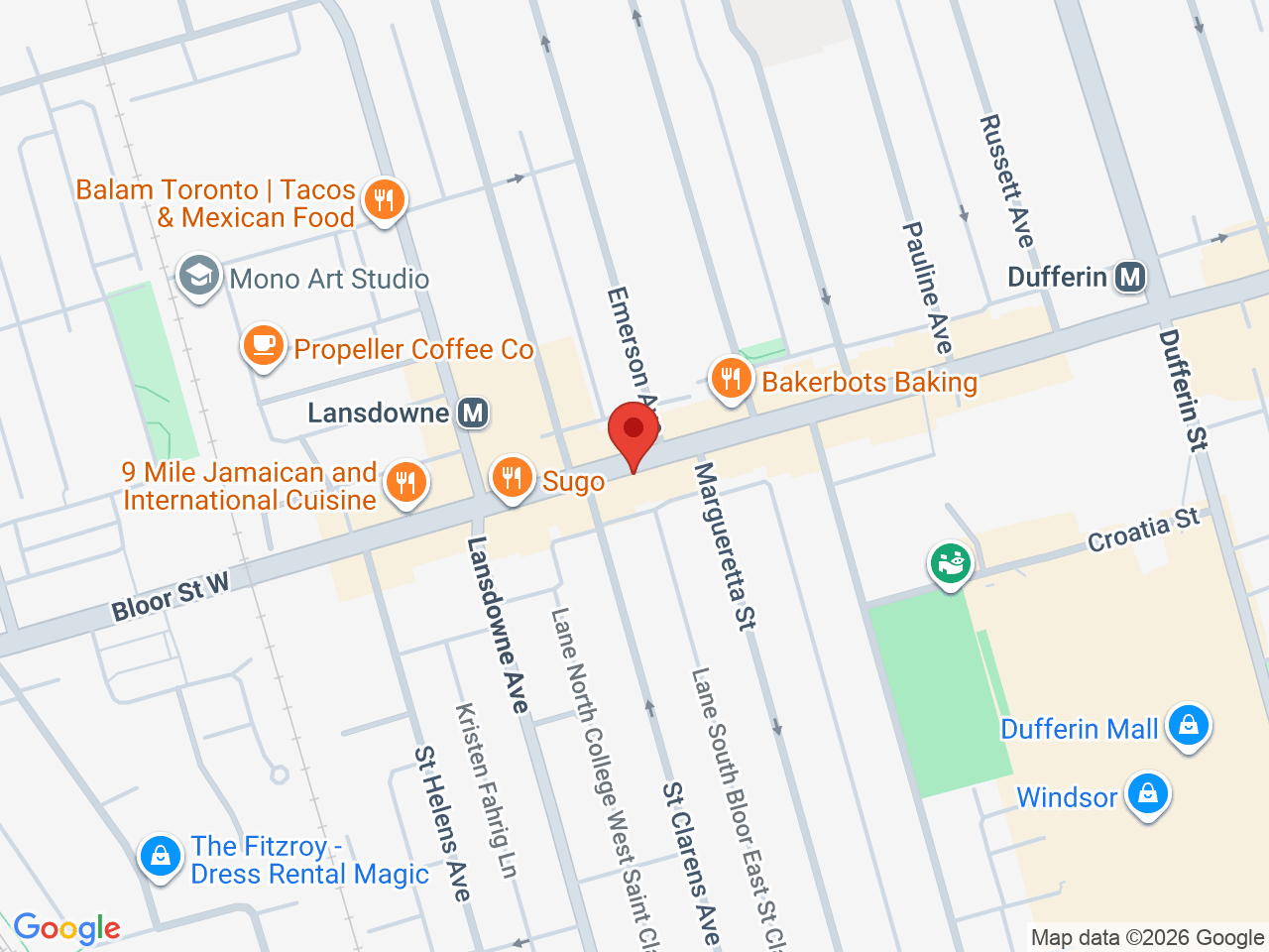 Street map for Growers Retail, 1239 Bloor Street W, Toronto ON