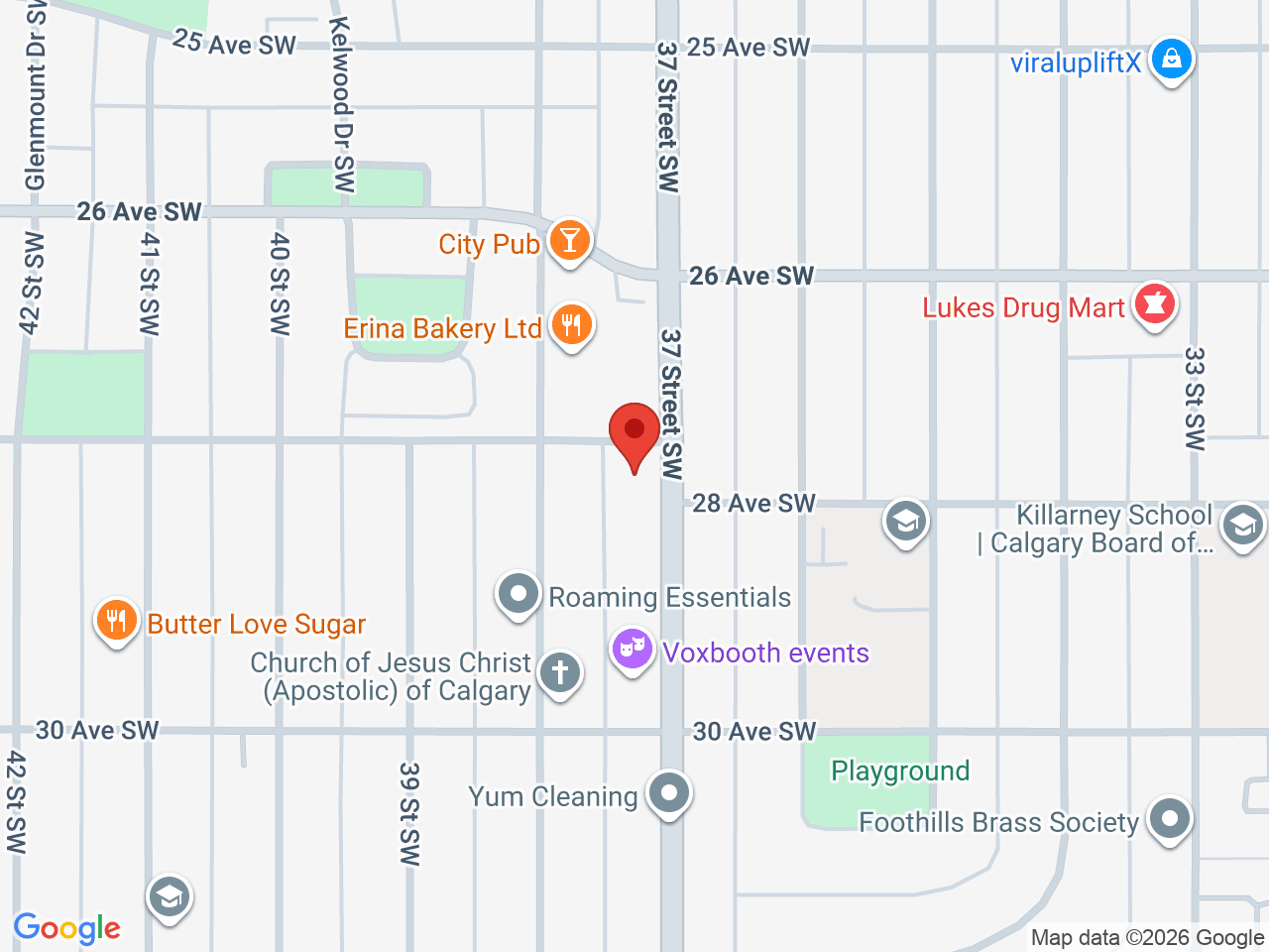 Street map for The Moon Cannabis, 105-3003 37 St SW, Calgary AB