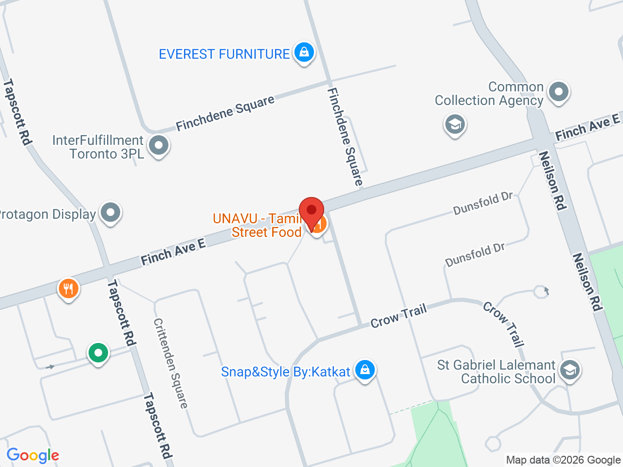 Street map for Good Cookie, 5741 Finch Ave E Unit 2, Scarborough ON
