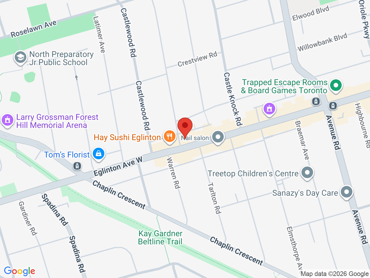 Street map for Hi Class Cannabis, 518 Eglinton Ave W, Toronto ON