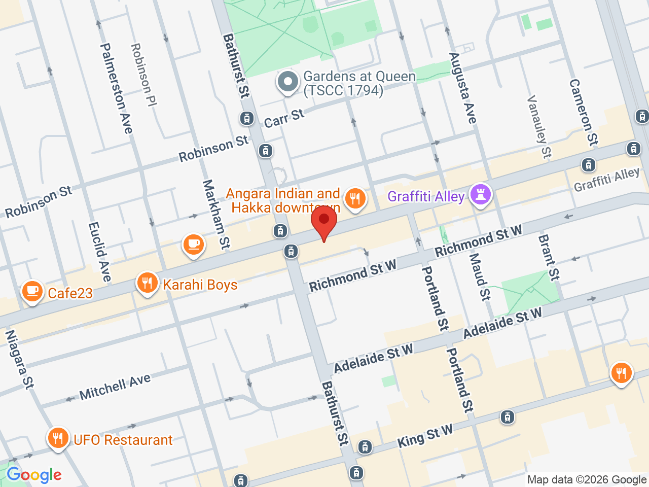 Street map for High Street Cannabis Retail, 633 Queen St W, Toronto ON