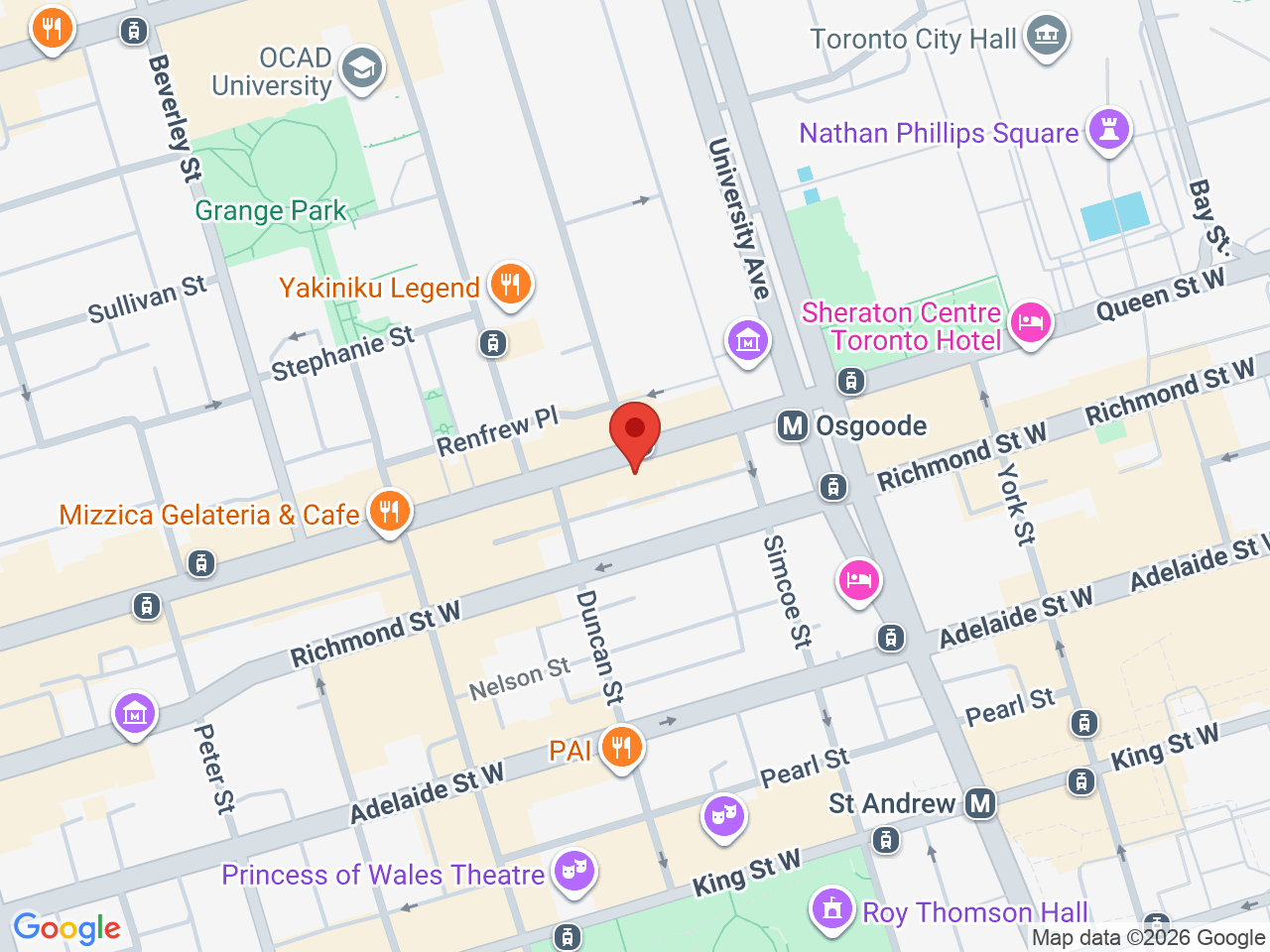 Street map for Hollywood HI, 241 Queen St W, Toronto ON