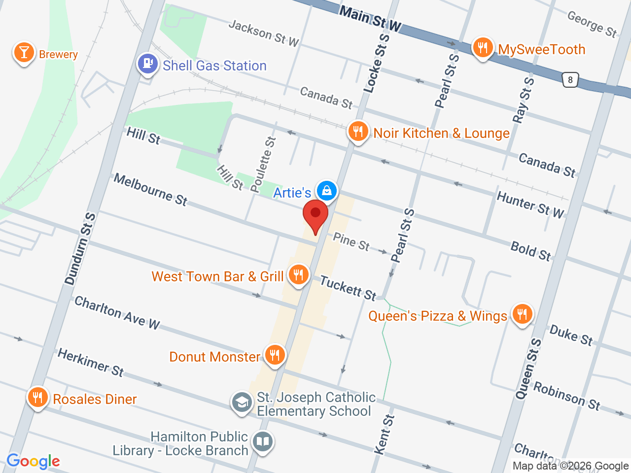 Street map for Clouded On Locke, 188 Locke St S, Hamilton ON
