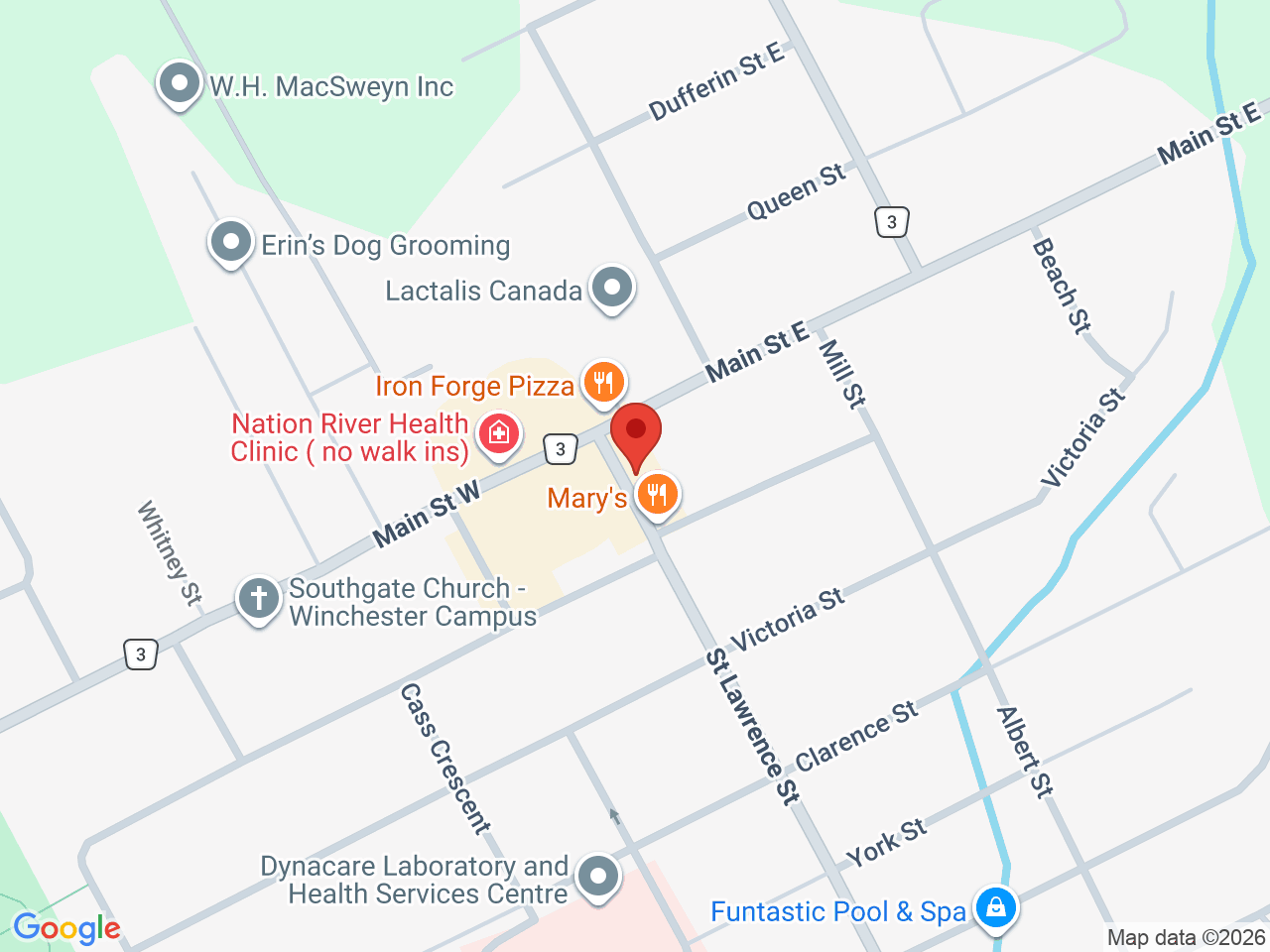 Street map for Bluebird Cannabis Co., 507 St Lawrence St, Winchester ON