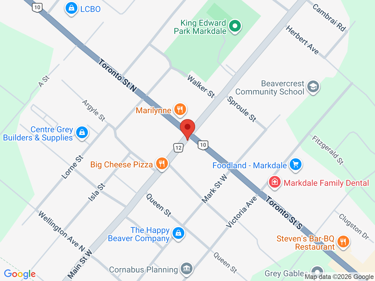 Street map for Cannabis Stop Inc, 2 Toronto St S, Markdale ON