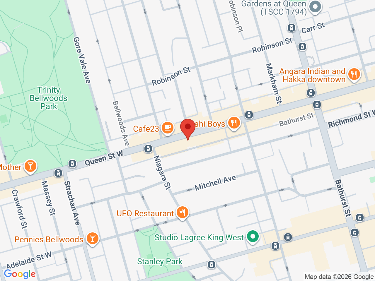 Street map for Fire & Flower Cannabis Co., 797 Queen St W, Toronto ON