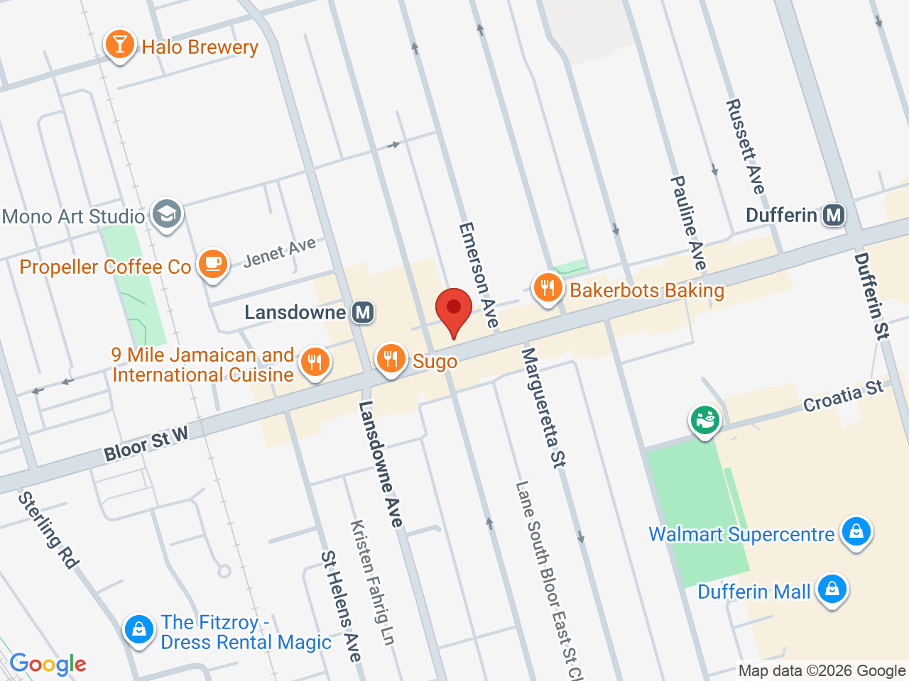 Street map for HashLands Cannabis Co, 1278 Bloor St W, Toronto ON