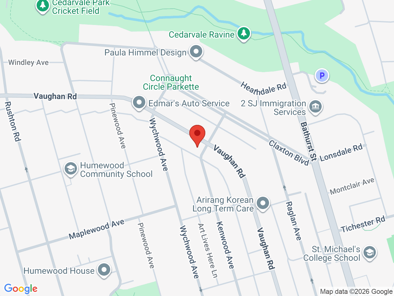 Street map for Hidden Leaf Cannabis, 218 Vaughan Rd, Toronto ON
