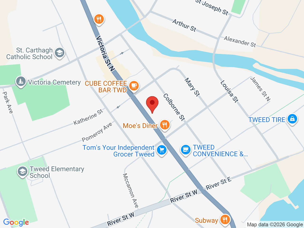 Street map for Olympia Cannabis, 233 Victoria St N, Tweed ON
