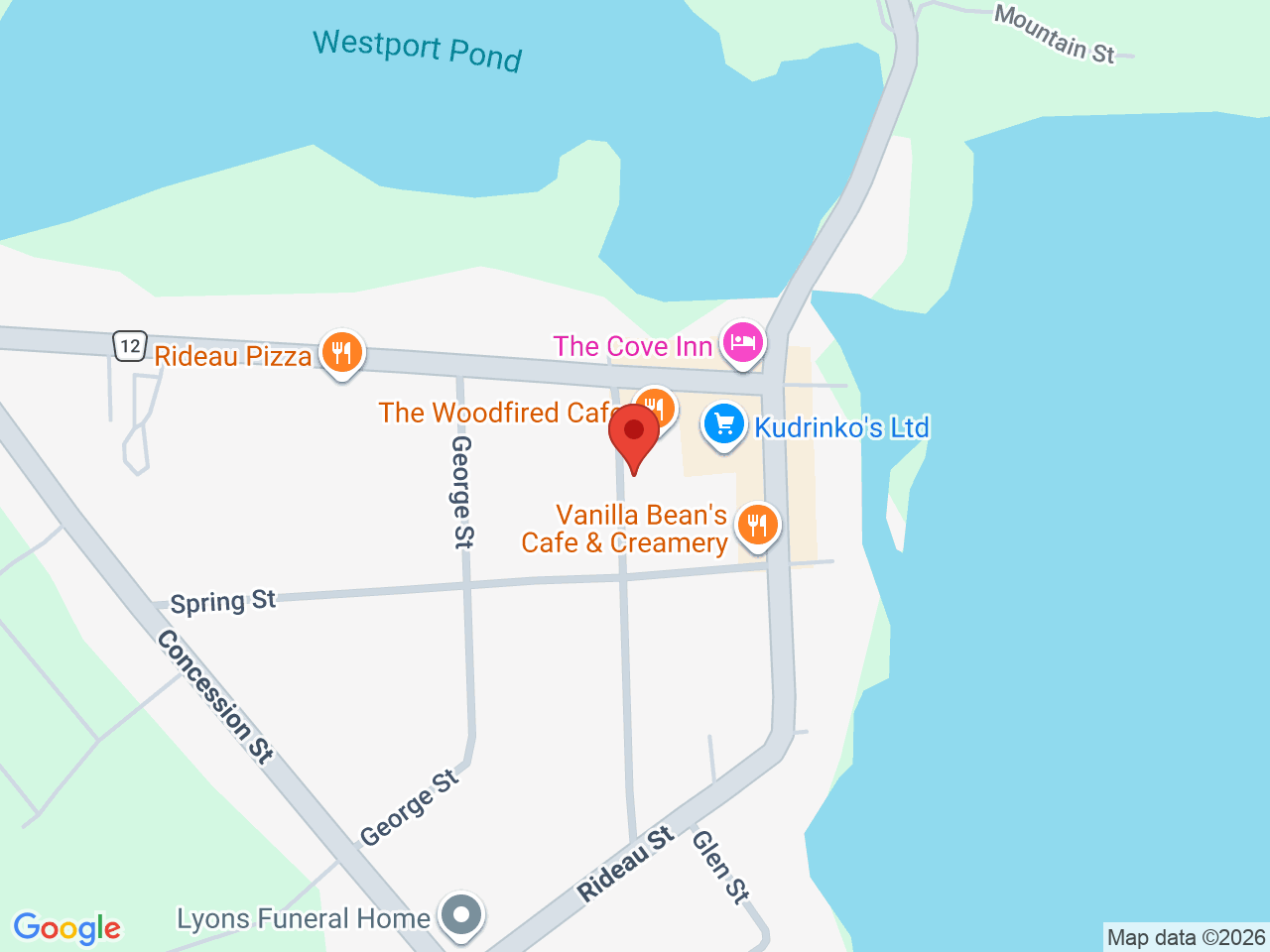 Street map for Olympia Cannabis, 17 Church St, Westport ON