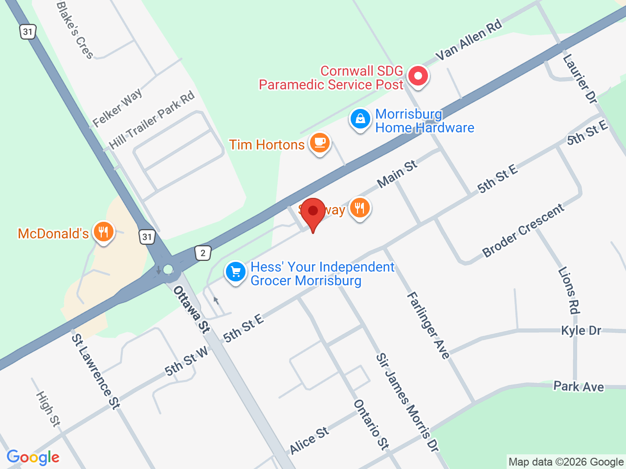Street map for The Oz Store, 89 Main St, Morrisburg ON