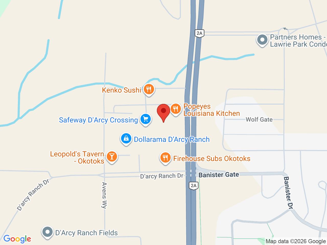 Street map for Tower Cannabis, 908-10 D'Arcy Ranch Dr, Okotoks AB