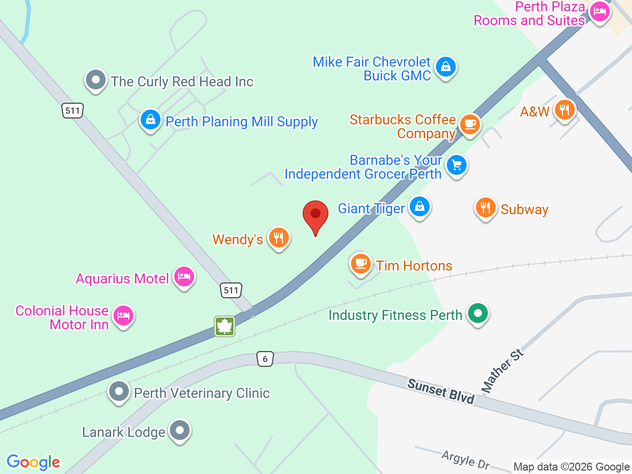 Street map for The Cannabis Shop, 95 Dufferin St Unit A, Perth ON