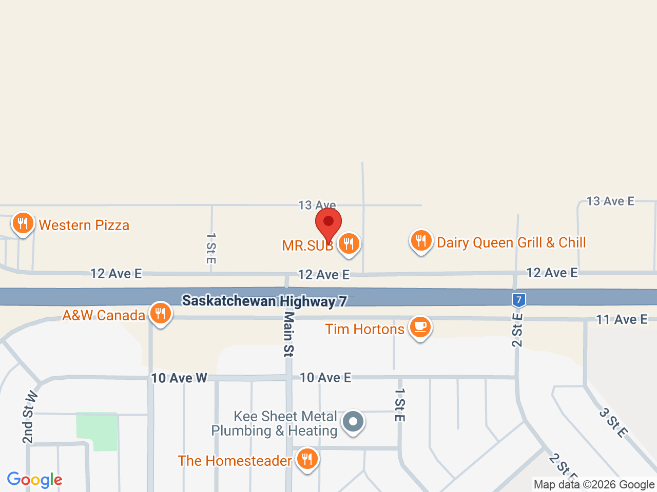 Street map for 5Buds Cannabis, 208 12th Ave E, Kindersley SK