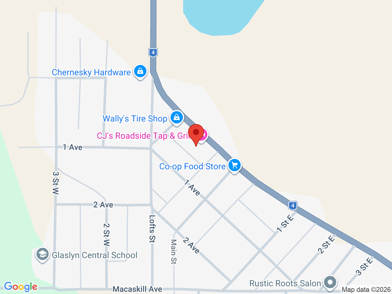 Street map for Mary Jane's Lil Country Cannabis Store, 111 Railway Ave, Glaslyn SK