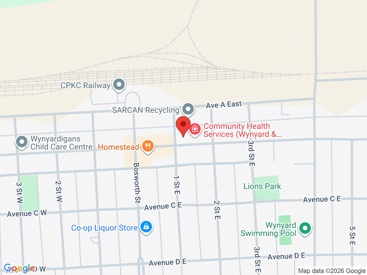 Street map for The Green Box Cannabis, 202 Ave B E, Wynyard SK