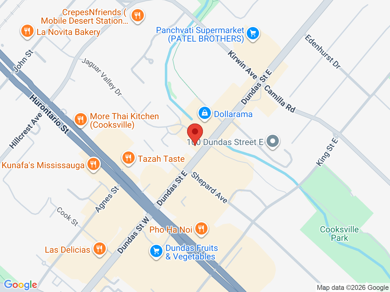 Street map for Crown Leaf, 55 Dundas St E, Mississauga ON