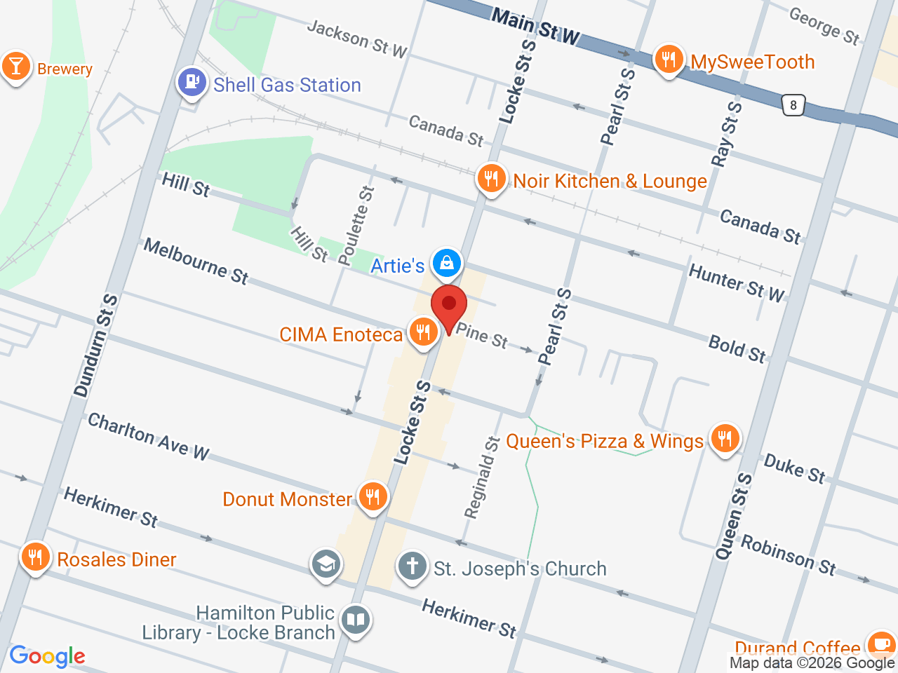 Street map for Kindling Cannabis, 35 Pine St, Hamilton ON