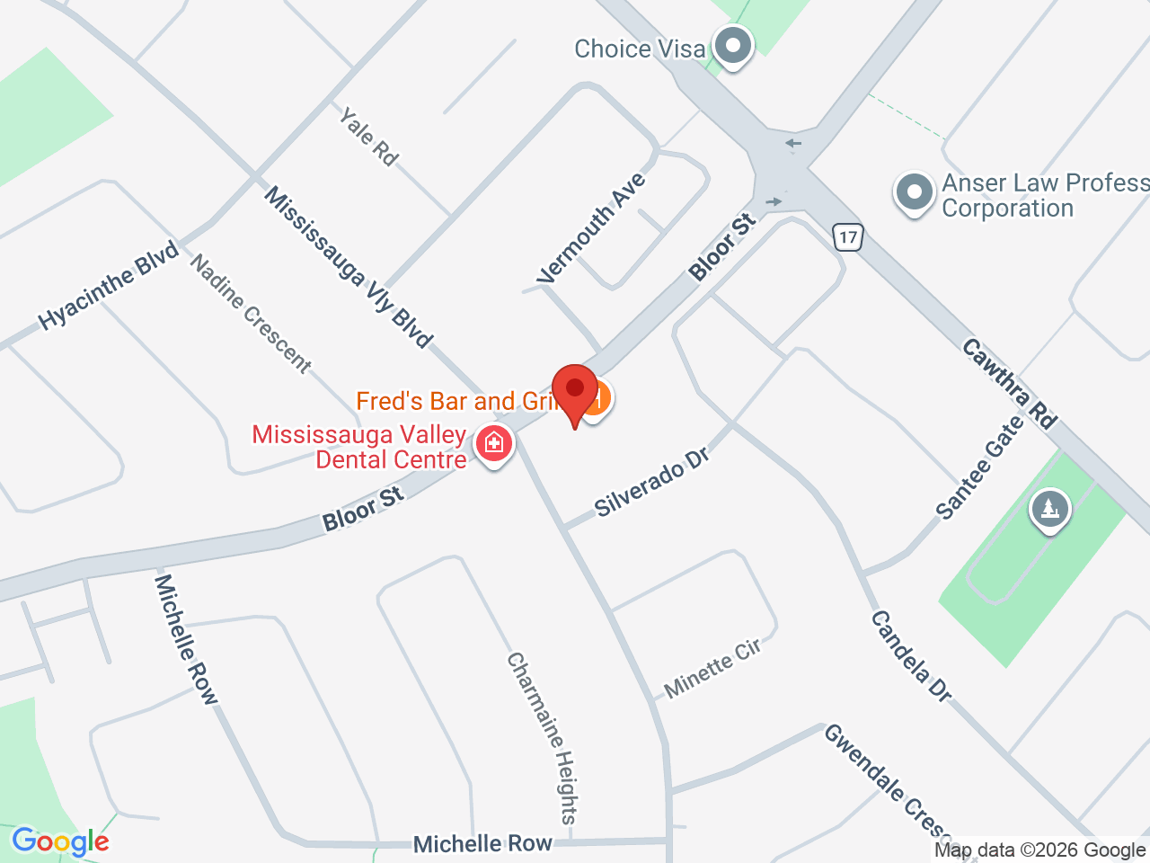 Street map for SilverLeaf Cannabis, 628 Bloor St, Mississauga ON
