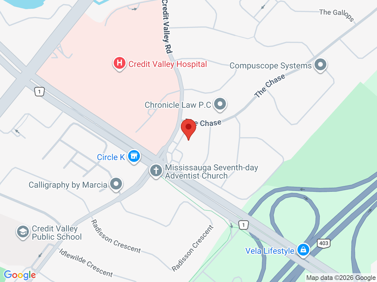 Street map for Spot420 The Cannabis Store, 2180 Credit Valley Rd #102, Mississauga ON