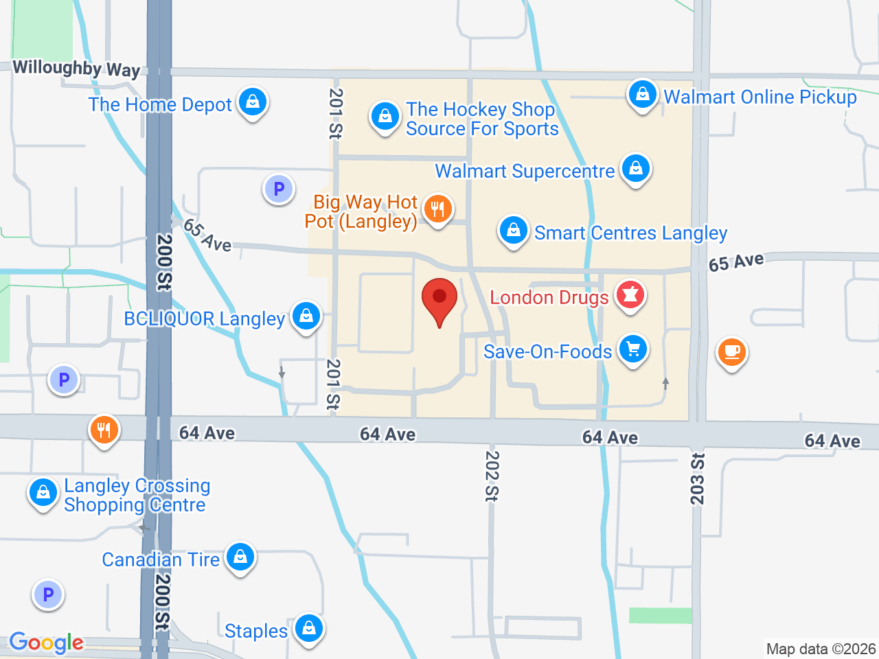 Street map for BC Cannabis Store, 20202 66th Ave, Langley BC