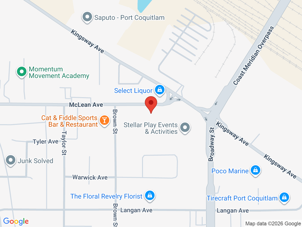Street map for Boss Cannabis, 1760 Kingsway Ave, Port Coquitlam BC