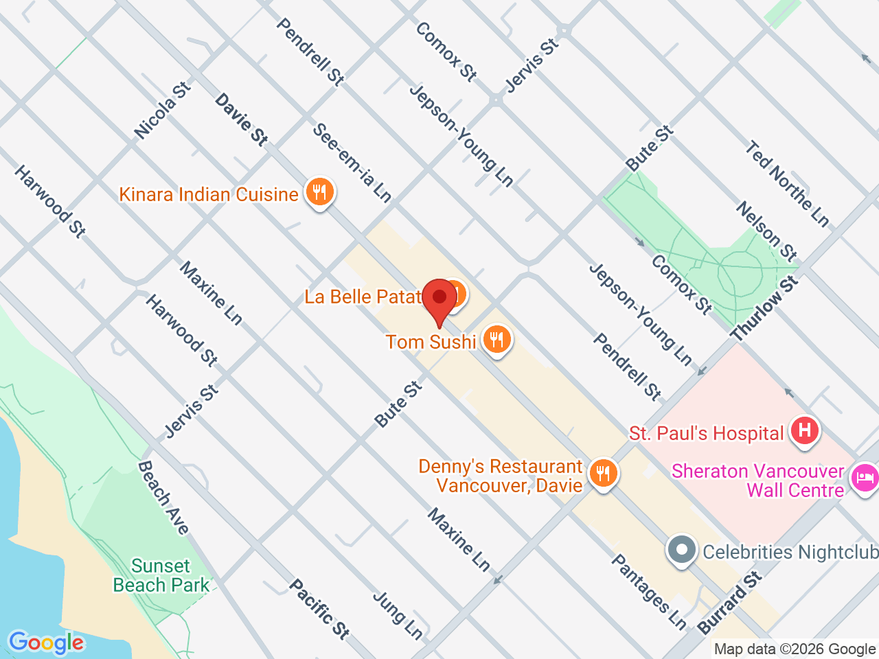 Street map for Canna Cabana, 1208 Davie St, Vancouver BC