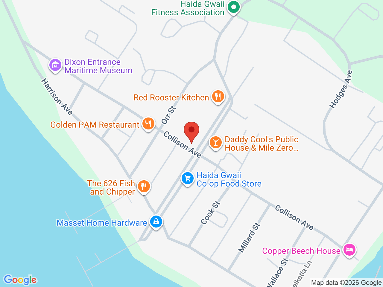 Street map for Frontier Cannabis, 2013 Collison Ave, Masset BC