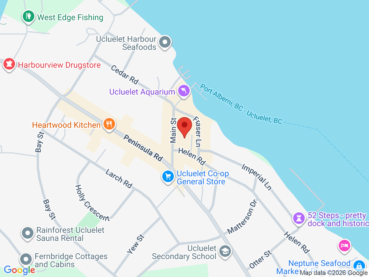 Street map for Harbour Cannabis, 250 Main St #7, Ucluelet BC