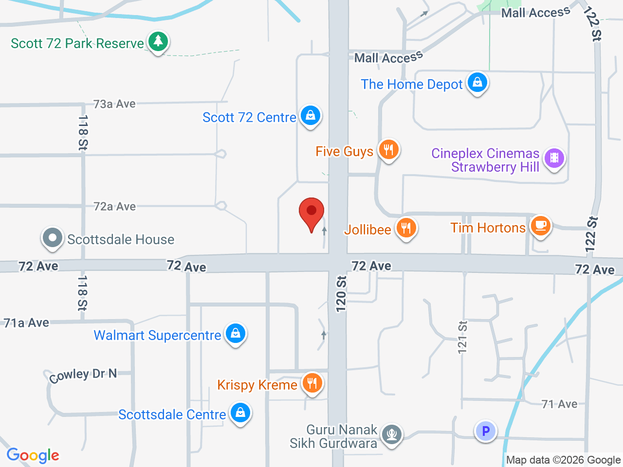 Street map for Queens Cannabis Co, 7227 120 St #7225, Delta BC
