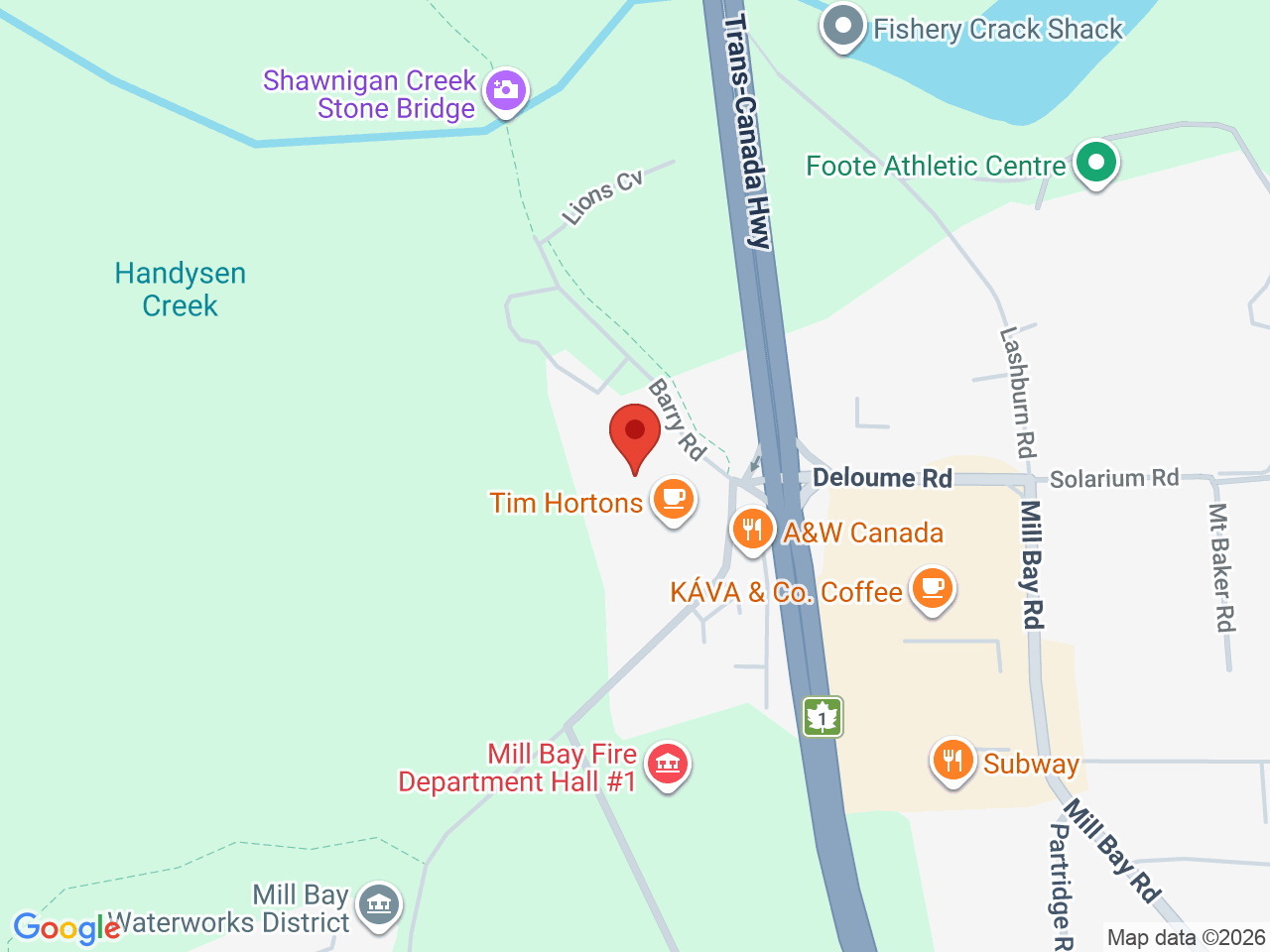 Street map for Rise Cannabis, 2734 Barry Rd Unit 104, Mill Bay BC