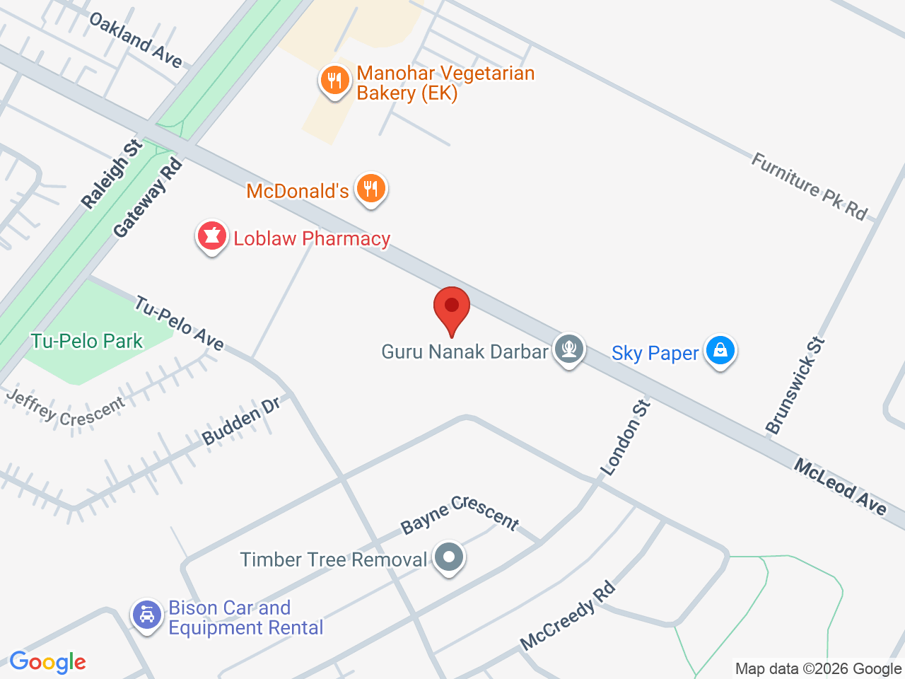 Street map for Budville Cannabis, 844 McLeod Ave, Winnipeg MB