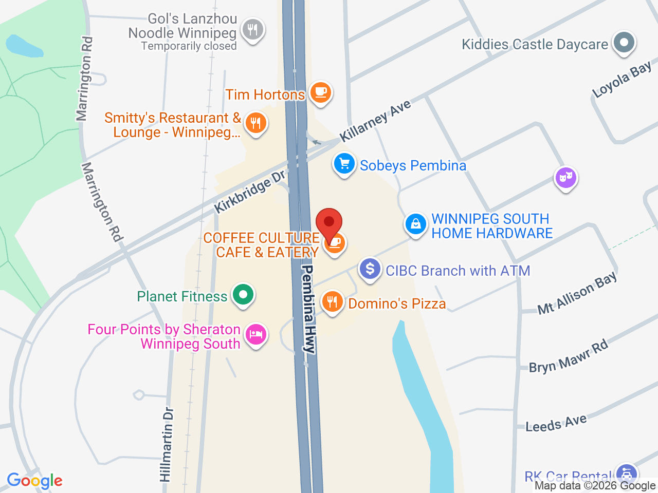 Street map for Farmer Jane Cannabis Co., 2864 Pembina Hwy, Winnipeg MB