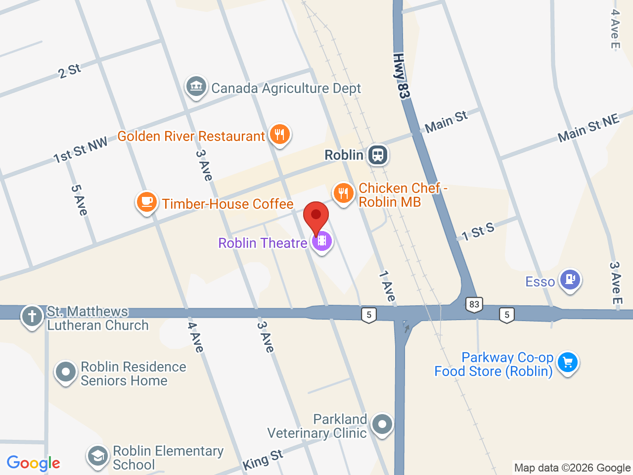 Street map for Prairie Trichomes, 122 2 Ave W, Roblin MB