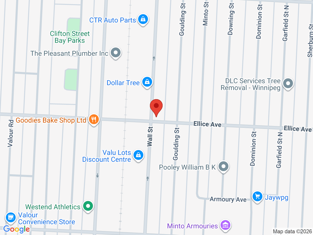 Street map for Puff Paradise, 1065A Ellice Ave, Winnipeg MB