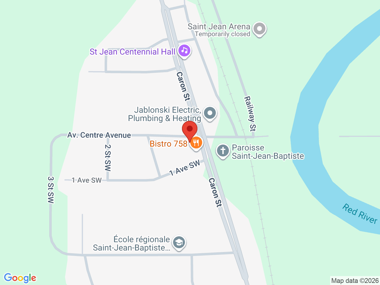 Street map for St. Jean Grocery/J's Cannabis, 174 Caron St, Saint Jean Baptiste MB