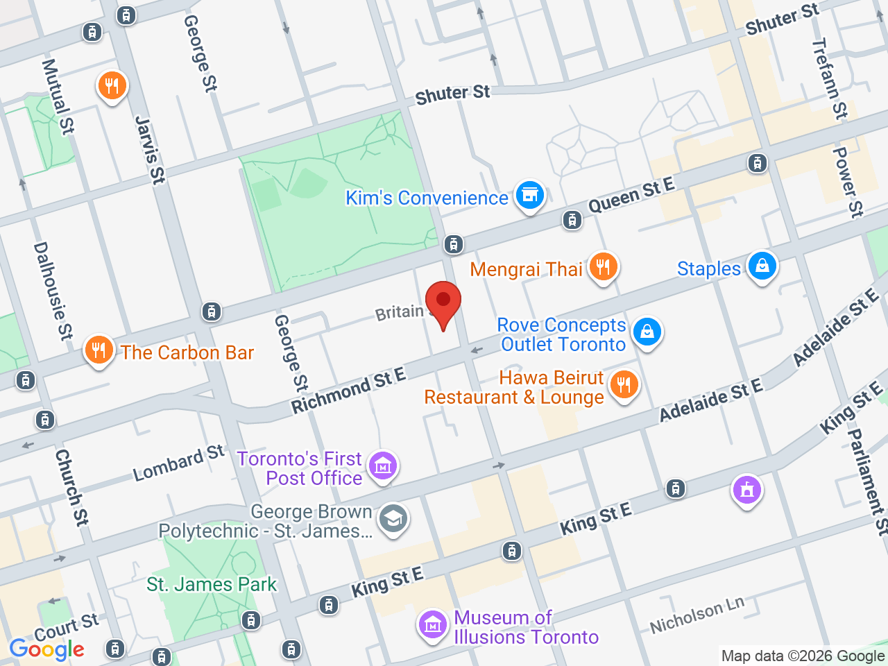 Street map for Alphabud Cannabis Co., 114 Sherbourne St, Toronto ON