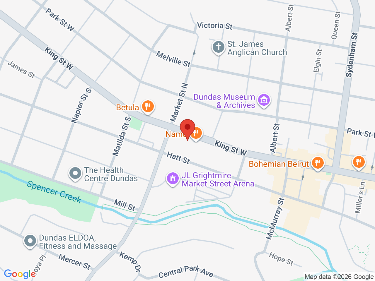 Street map for Blair's Cannabis, 194 King St W, Dundas ON
