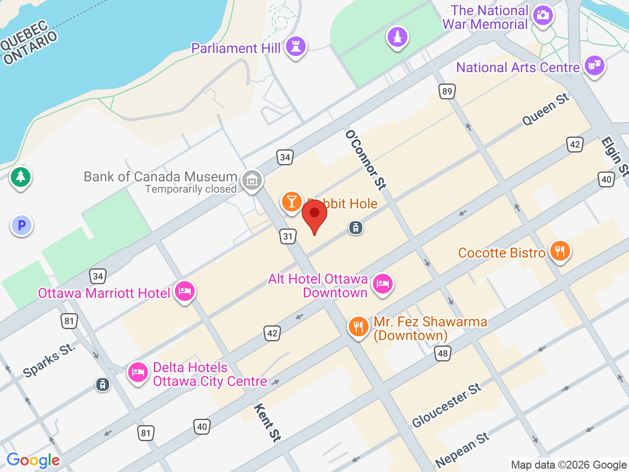 Street map for Bluebird Cannabis Co., 203 Queen St, Ottawa ON