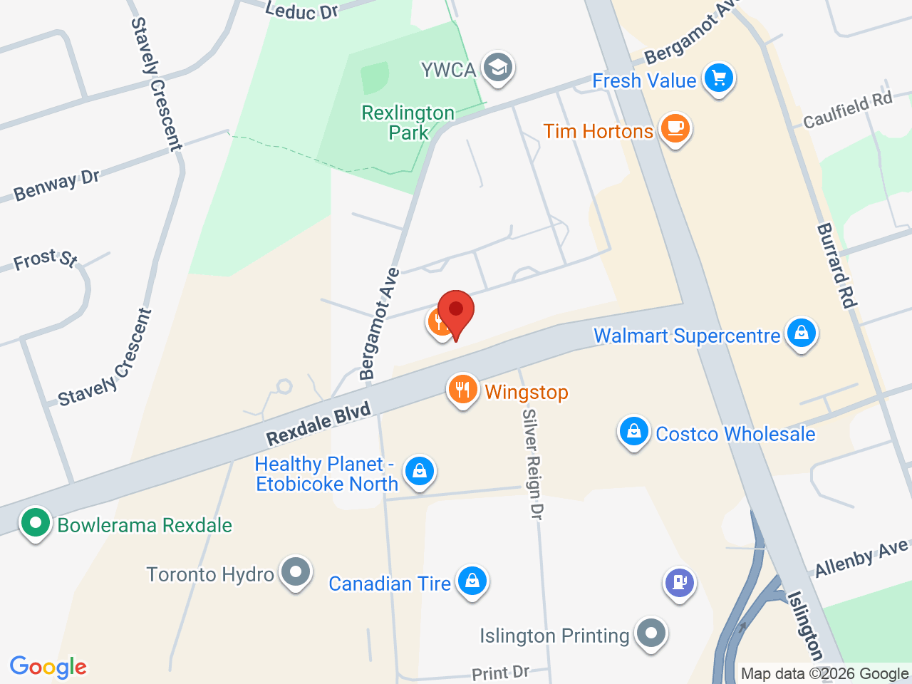 Street map for Buds House, 38 Rexdale Blvd unit 2, Etobicoke ON