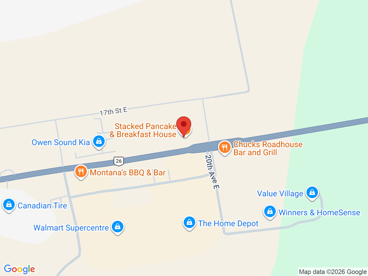 Street map for Canna Cabana, 1660 20th Ave E, Owen Sound ON